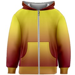 Electric Yellow To Burgundy Red Linear Gradient Kids  Zipper Hoodie Without Drawstring by GradientsOmbre