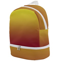 Electric Yellow To Burgundy Red Linear Gradient Zip Bottom Backpack by GradientsOmbre