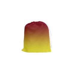 Burgundy Red To Electric Yellow Linear Gradient Drawstring Pouch (xs) by GradientsOmbre