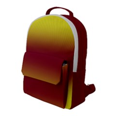 Electric Yellow To Burgundy Red Bilinear Gradient Flap Pocket Backpack (large) by GradientsOmbre