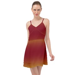 Electric Yellow To Burgundy Red Bilinear Gradient Summer Time Chiffon Dress by GradientsOmbre