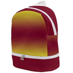 Electric Yellow To Burgundy Red Bilinear Gradient Zip Bottom Backpack by GradientsOmbre