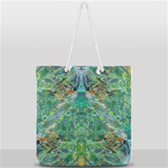 Green Repeats I Full Print Rope Handle Tote (large) by kaleidomarblingart