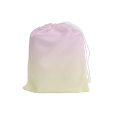 Pink Lace To Cream Yellow Linear Gradient Drawstring Pouch (large) by GradientsOmbre