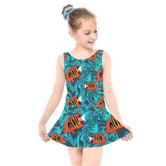 Flame Swirls Kids  Skater Dress Swimsuit by SeaworthyClothing