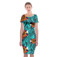 Flame Swirls Classic Short Sleeve Midi Dress by SeaworthyClothing