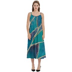 Aqua Batik, Abstract, Colorful Casual Spaghetti Strap Midi Dress by kyorashop23