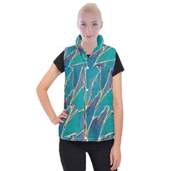 Aqua Batik, Abstract, Colorful Women s Button Up Vest by kyorashop23