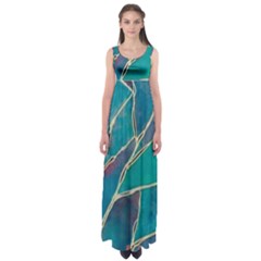 Aqua Batik, Abstract, Colorful Empire Waist Maxi Dress by kyorashop23