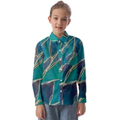 Aqua Batik, Abstract, Colorful Kids  Long Sleeve Shirt by kyorashop23
