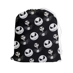 Jack Print, White, Before, Plain, Black, Simple, Christmas Drawstring Pouch (2xl) by kyorashop23