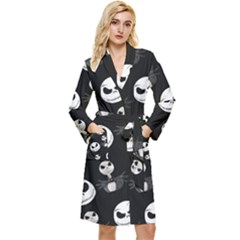 Jack Print, White, Before, Plain, Black, Simple, Christmas Long Sleeve Velvet Robe by kyorashop23