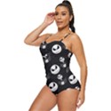 Jack Print, White, Before, Plain, Black, Simple, Christmas Retro Full Coverage Swimsuit View2