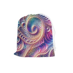 Abstract Fractal Art Swirl Pattern Drawstring Pouch (large) by Salmanaz77