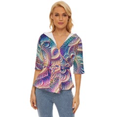 Abstract Fractal Art Swirl Pattern Lightweight Drawstring Hooded Top by Salmanaz77