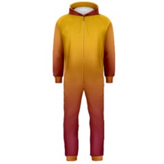 Amber Orange To Burgundy Red Linear Gradient Hooded Jumpsuit (men) by GradientsOmbre