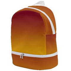 Burgundy Red To Amber Orange Linear Gradient Zip Bottom Backpack by GradientsOmbre