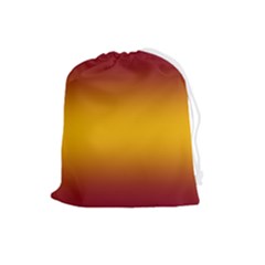Burgundy Red To Amber Orange Bilinear Gradient Drawstring Pouch (large) by GradientsOmbre