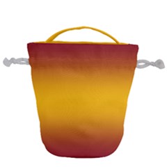 Burgundy Red To Amber Orange Bilinear Gradient Drawstring Bucket Bag by GradientsOmbre