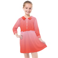 Pink Lace To Scarlet Red Linear Gradient Kids  Quarter Sleeve Shirt Dress by GradientsOmbre