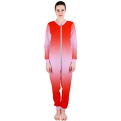Scarlet Red To Pink Lace Bilinear Gradient Onepiece Jumpsuit (ladies) by GradientsOmbre