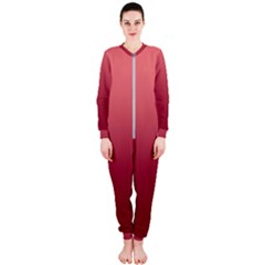 Coral Pink To Burgundy Red Linear Gradient Onepiece Jumpsuit (ladies) by GradientsOmbre