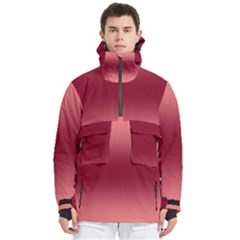 Coral Pink To Burgundy Red Bilinear Gradient Men s Pullover Zip Ski And Snowboard Waterproof Breathable Jacket by GradientsOmbre