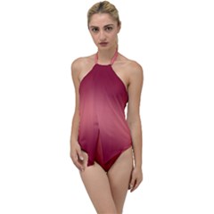 Burgundy Red To Coral Pink Bilinear Gradient Go With The Flow One Piece Swimsuit by GradientsOmbre