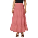 Burgundy Red To Coral Pink Bilinear Gradient Tiered Ruffle Maxi Skirt View1
