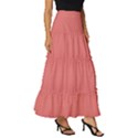 Burgundy Red To Coral Pink Bilinear Gradient Tiered Ruffle Maxi Skirt View3