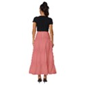Burgundy Red To Coral Pink Bilinear Gradient Tiered Ruffle Maxi Skirt View4