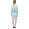 Cream Yellow To Baby Blue Linear Gradient V-neck Bodycon Long Sleeve Dress View2