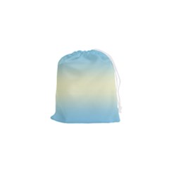 Baby Blue To Cream Yellow Bilinear Gradient Drawstring Pouch (xs) by GradientsOmbre