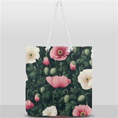 Poppy Flower Plant Petals Bloom Full Print Rope Handle Tote (large) by Grandong