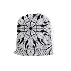 Seamless Tiling Pattern Hand Drawn Black White Drawstring Pouch (large) by Grandong
