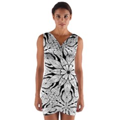 Seamless Tiling Pattern Hand Drawn Black White Wrap Front Bodycon Dress by Grandong