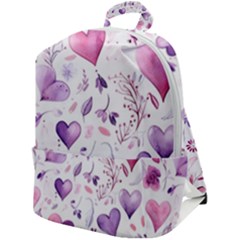 Hearts Love Purple Zip Up Backpack by Grandong
