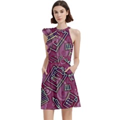 Abstract Art Pattern Design Background Cocktail Party Halter Sleeveless Dress With Pockets by Grandong