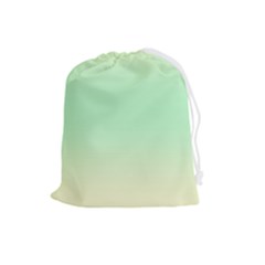 Cream Yellow To Mint Green Bilinear Gradient Drawstring Pouch (large) by GradientsOmbre