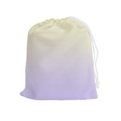 Cream Yellow To Pale Violet Linear Gradient Drawstring Pouch (xl) by GradientsOmbre