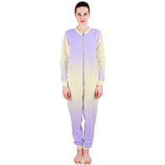 Pale Violet To Cream Yellow Bilinear Gradient Onepiece Jumpsuit (ladies) by GradientsOmbre