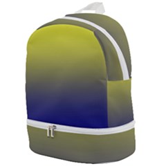 Electric Yellow To Navy Blue Linear Gradient Zip Bottom Backpack by GradientsOmbre