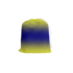 Electric Yellow To Navy Blue Bilinear Gradient Drawstring Pouch (small) by GradientsOmbre