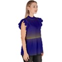 Electric Yellow To Navy Blue Bilinear Gradient Ruffle Collar Short Sleeve Chiffon Top View3