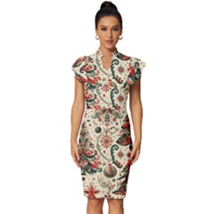 Christmas Tree Snow Vintage Frill Sleeve V-neck Bodycon Dress by Bedest