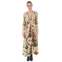 Christmas Tree Snow Button Up Maxi Dress by Bedest