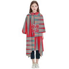 Zigzag Pattern Chevron Red Kids  Hooded Rain Ponchos by Bedest