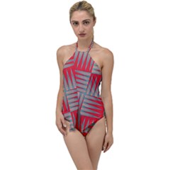 Zigzag Pattern Chevron Red Go With The Flow One Piece Swimsuit by Bedest