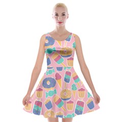 Ice Cream Donut Sweets Candie Velvet Skater Dress by Apenda