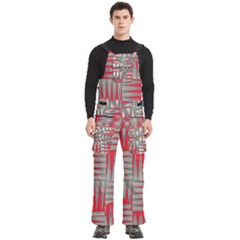 Zigzag Pattern Chevron Red Men s Side Zip Front Pouch Ski And Snowboard Bib Pants	 by Bedest